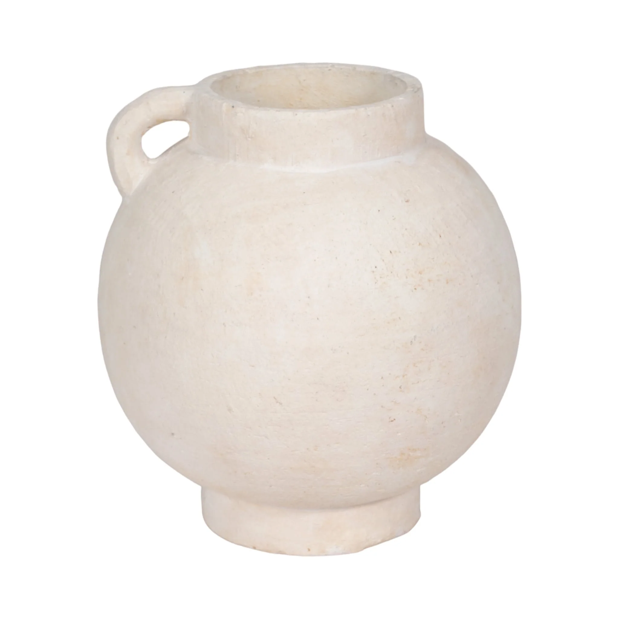 12" Bulbous Jug With Handle, White