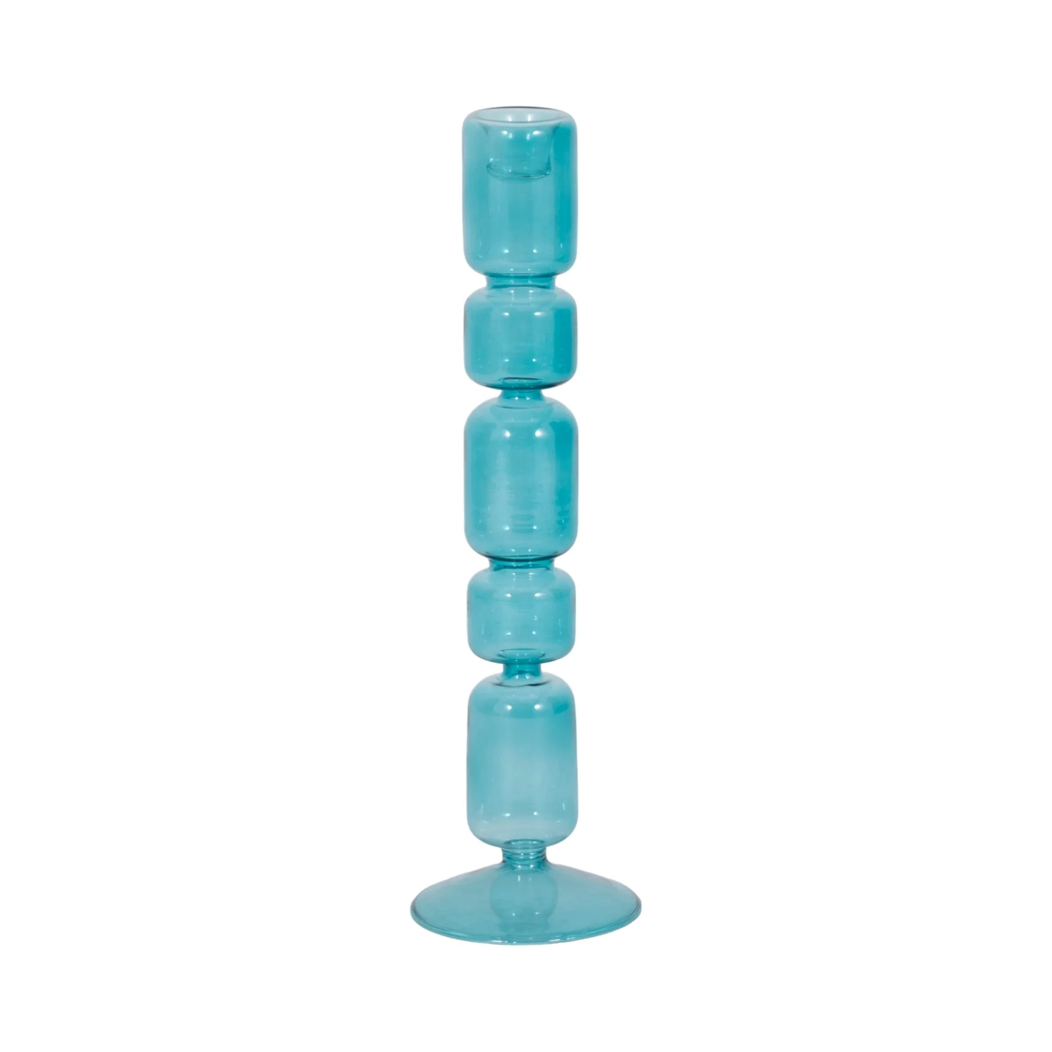 12" Mixed Bubble Taper Candleholder, Blue