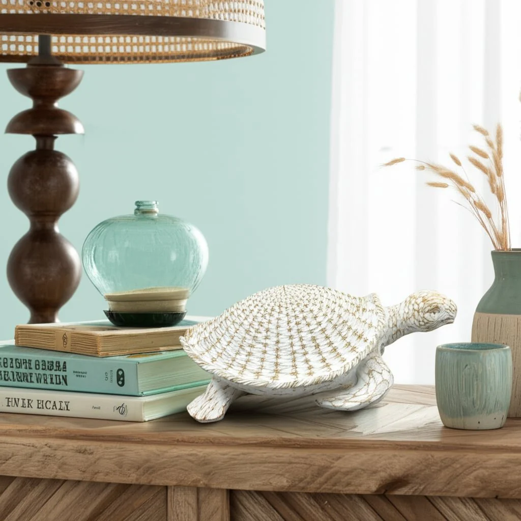 13" Sea Turtle Woven Pattern, White - Image 10