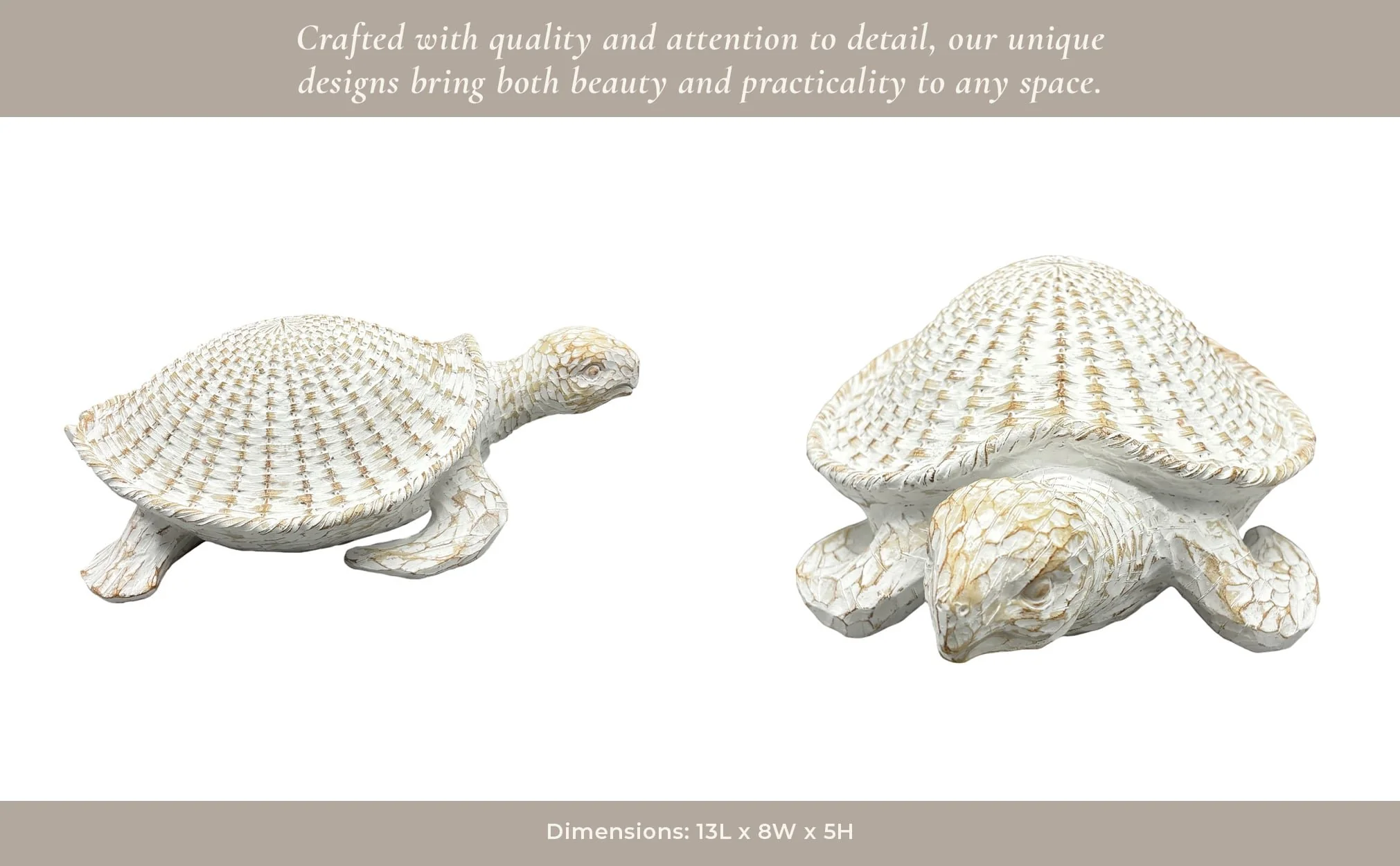 13" Sea Turtle Woven Pattern, White - Image 12