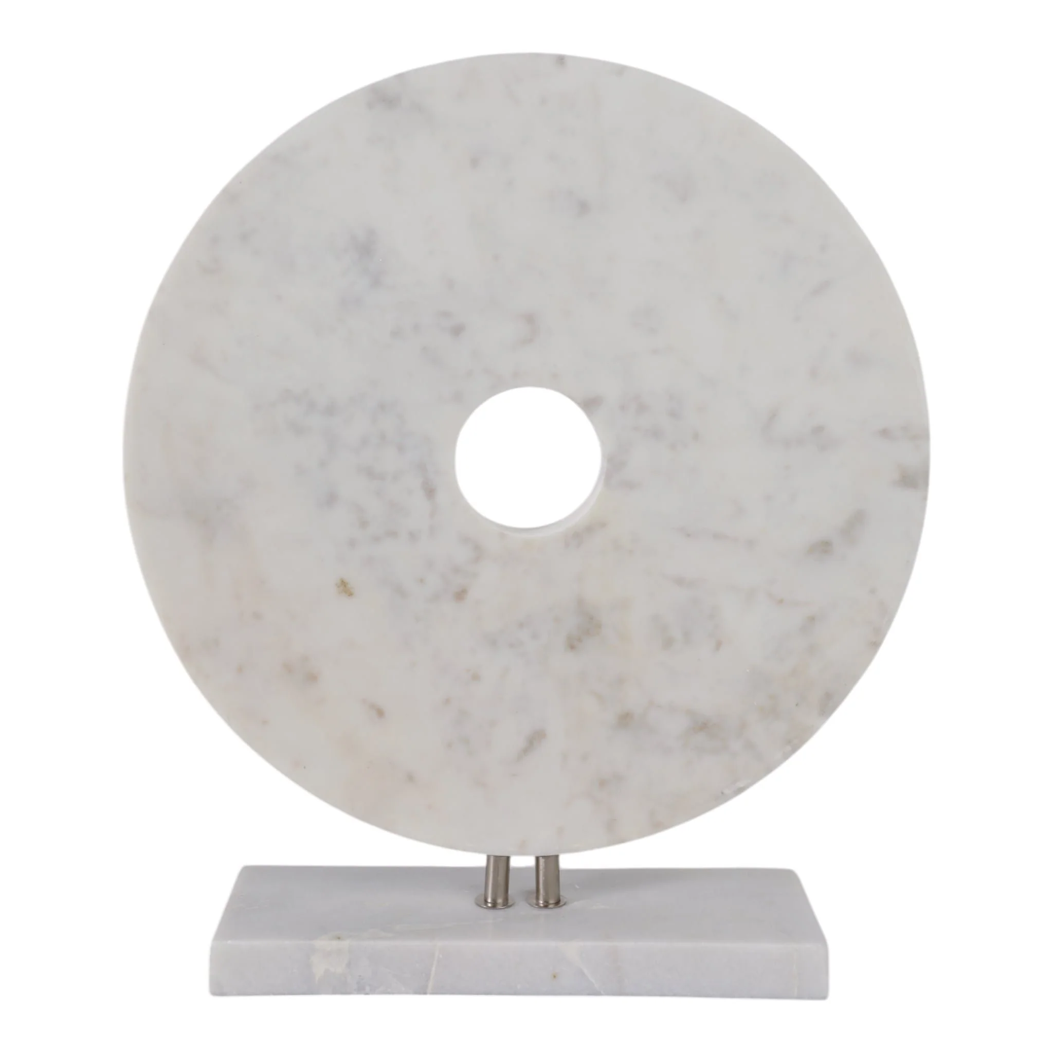 18x16" Marble Disc On Stand, White