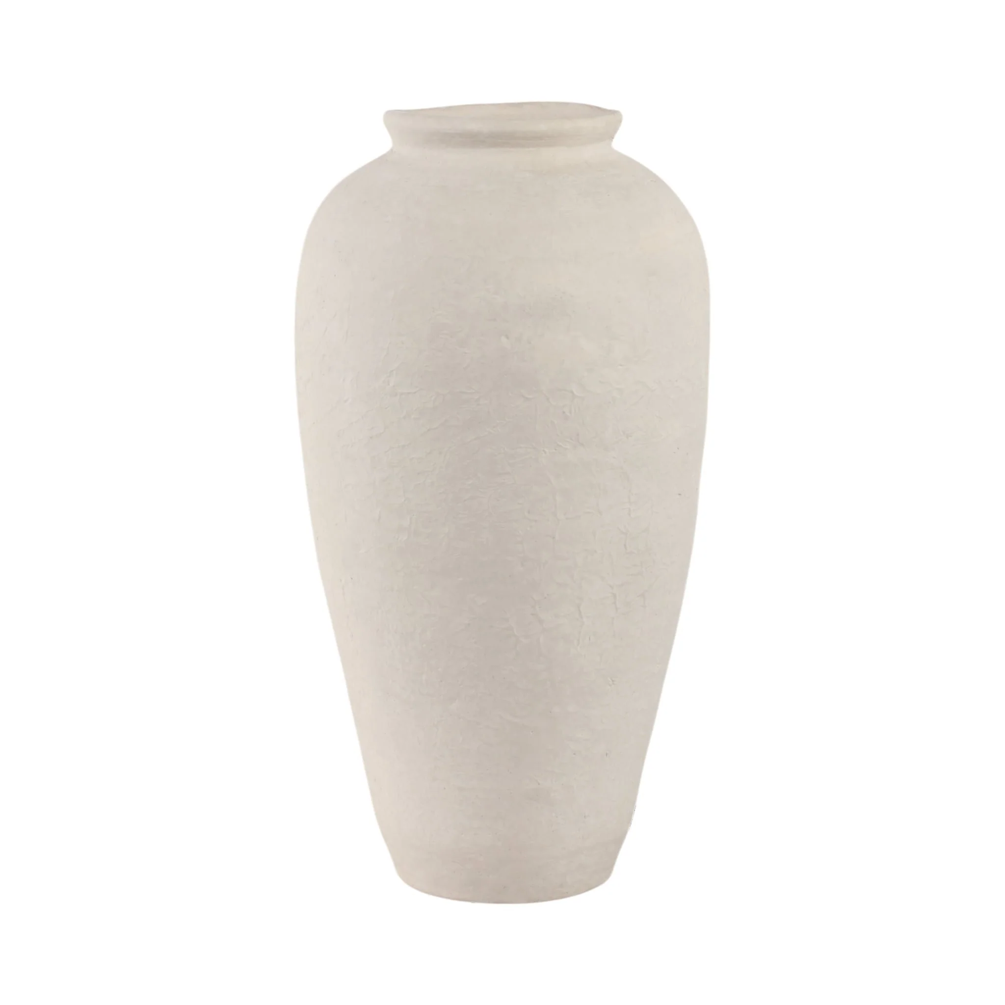 18x9" Paper Mache Floor Vase, White