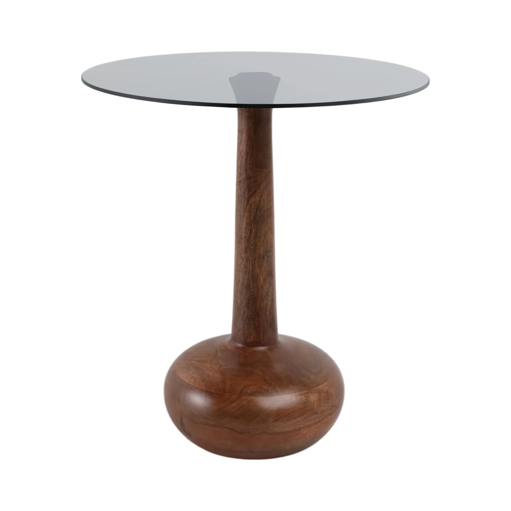 21x18" Smoke Glass Top Teardrop Accent Table, Brow