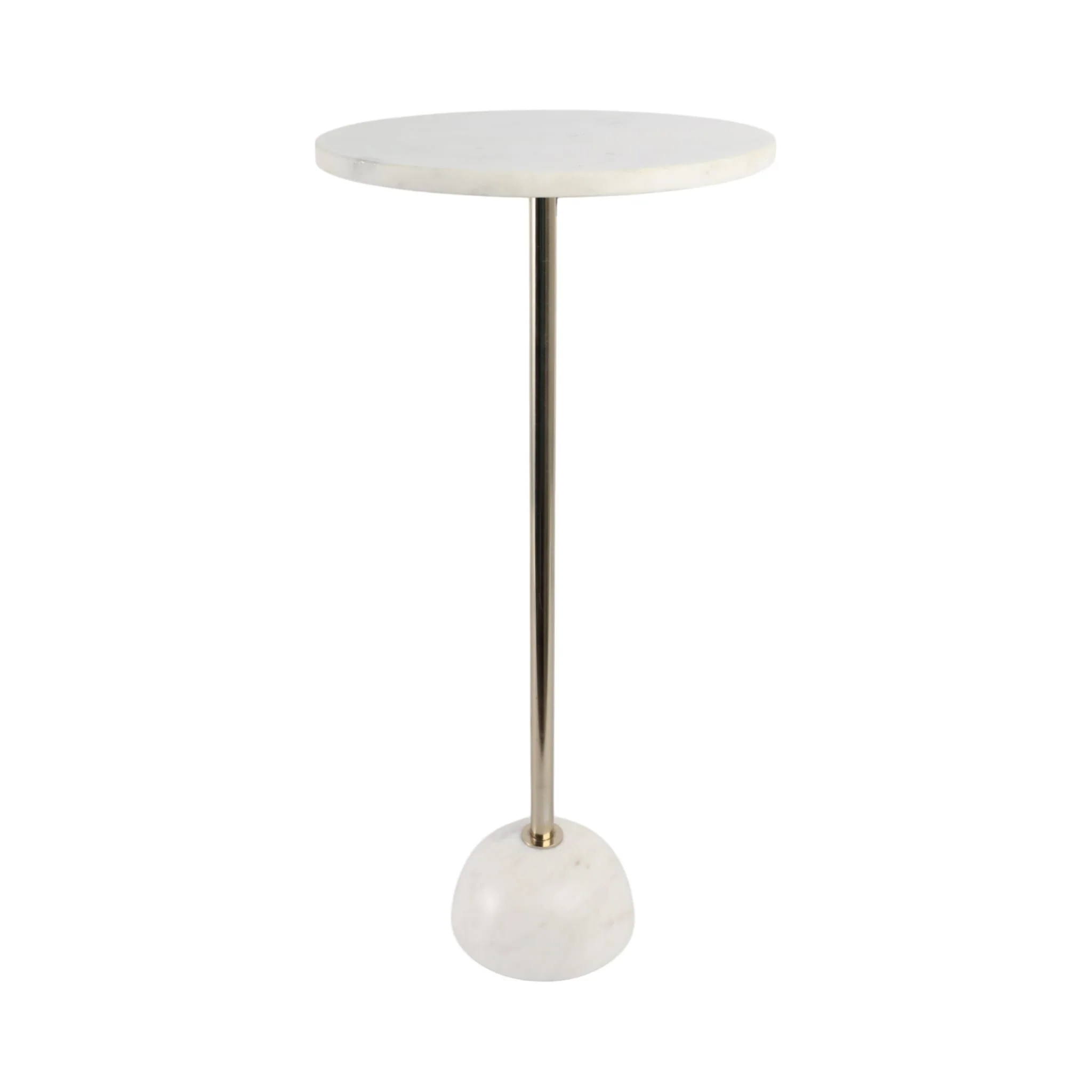 25x12 Marble Ball Base Accent Table, White/gold