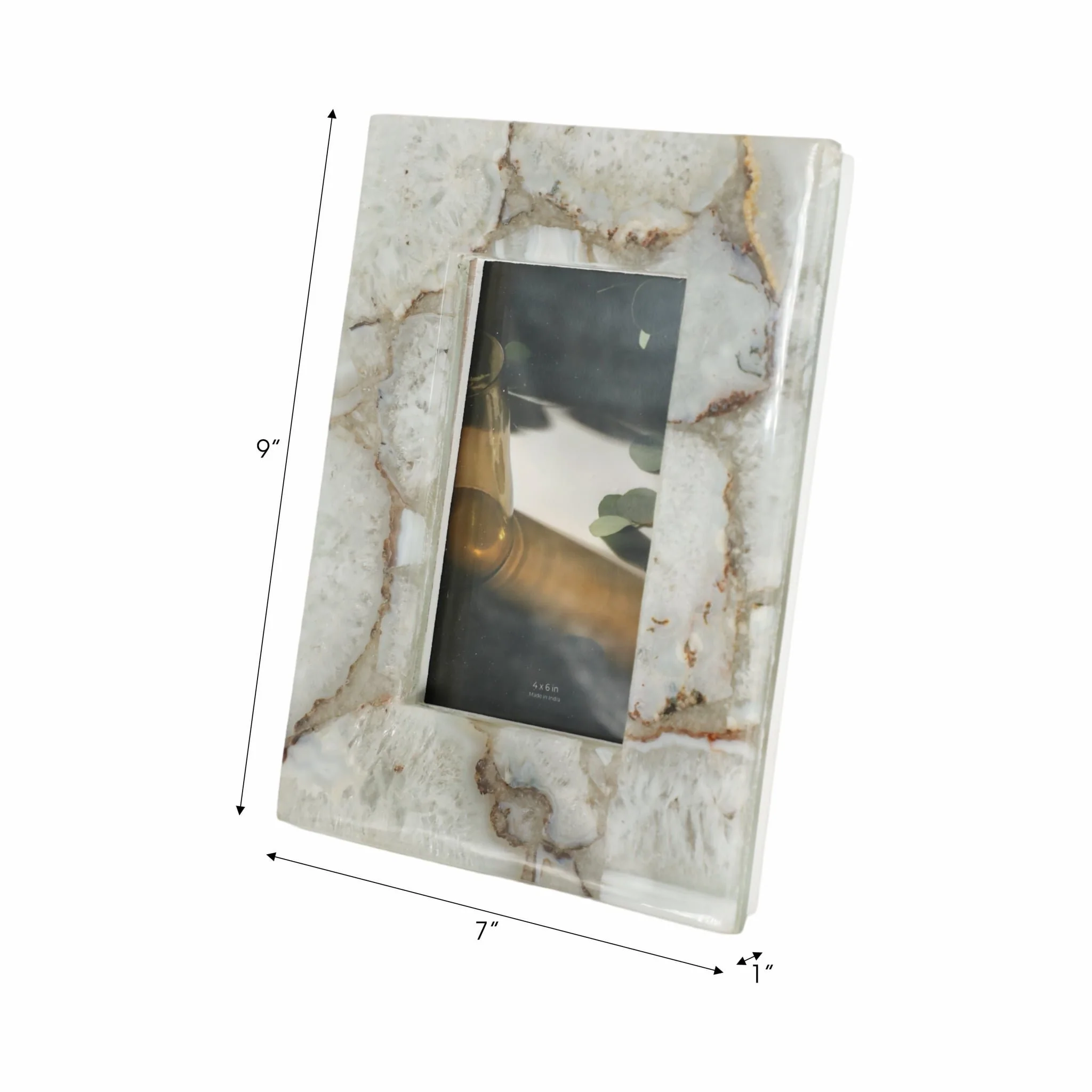 4x6 Agate Photo Frame, White