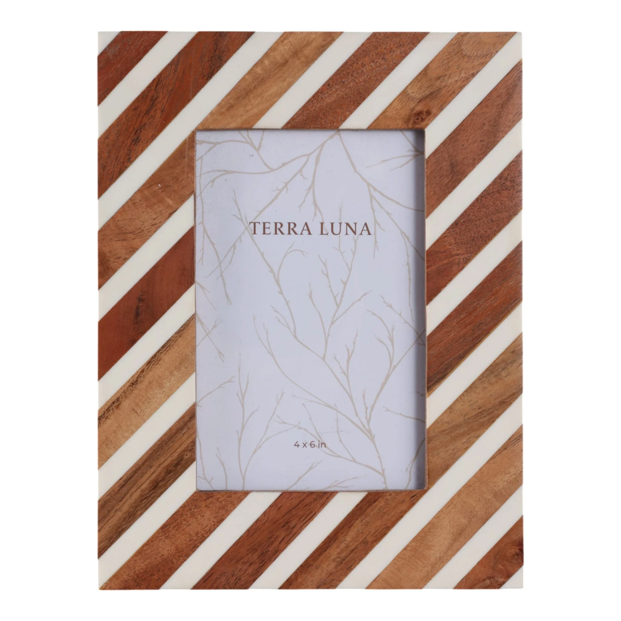4x6 Diagonal Lines Photo Frame, Natural/ivory