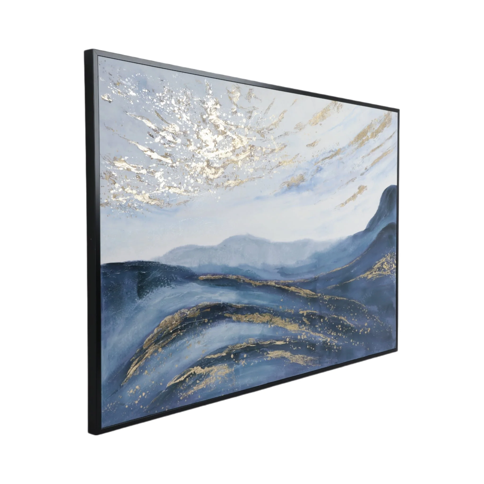 60x40 Hand Painted Canvas, Blue/gold - Image 2