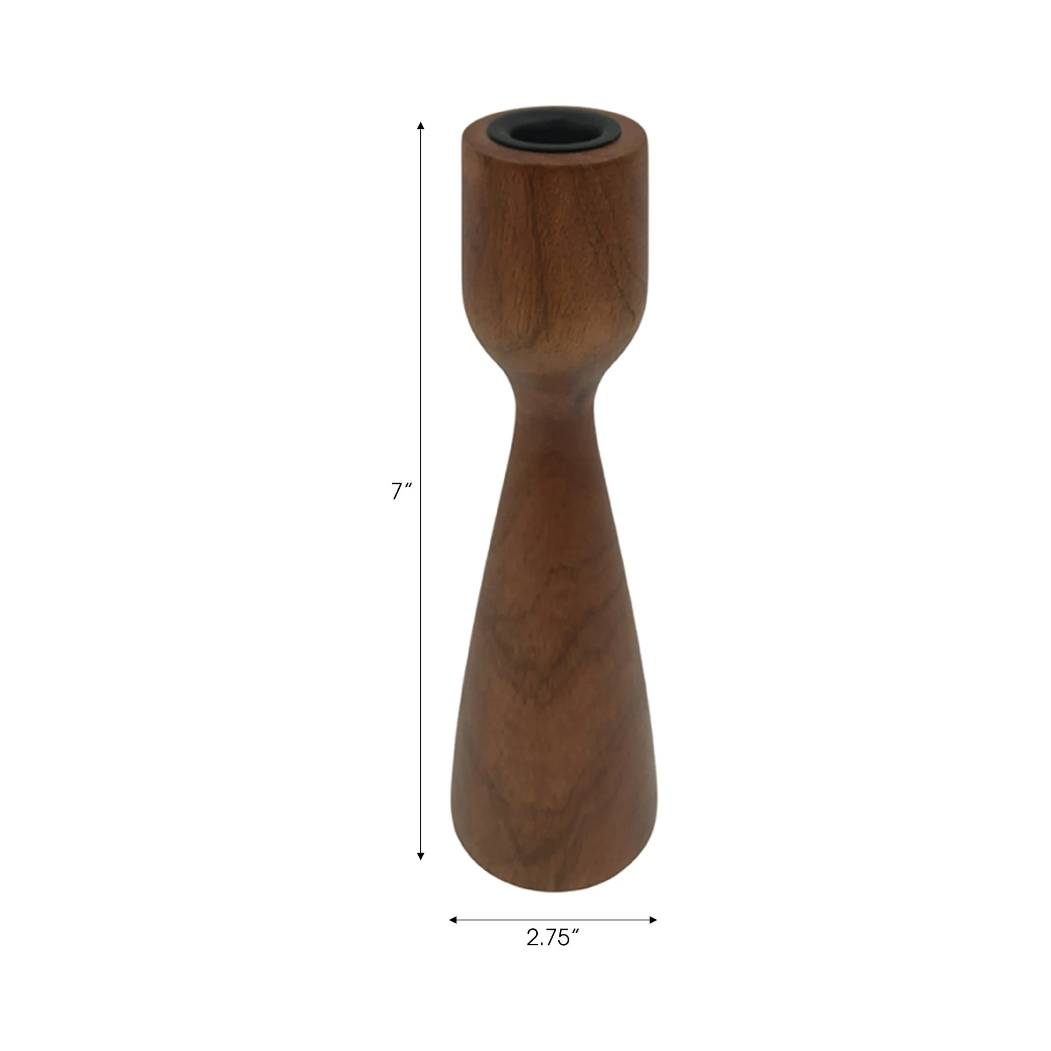 7x3" Wood Modern Taper Holder, Walnut