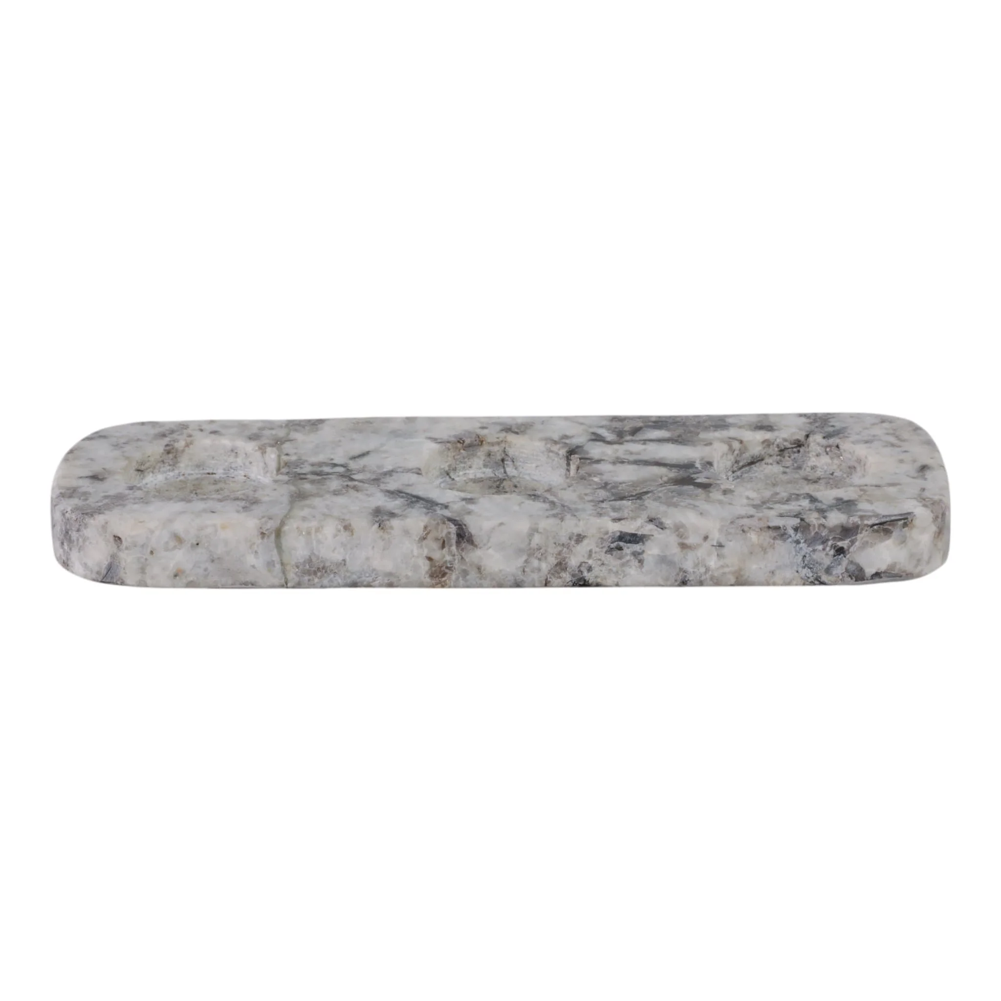 9x3" Marble 3-tealight Holder, White/black