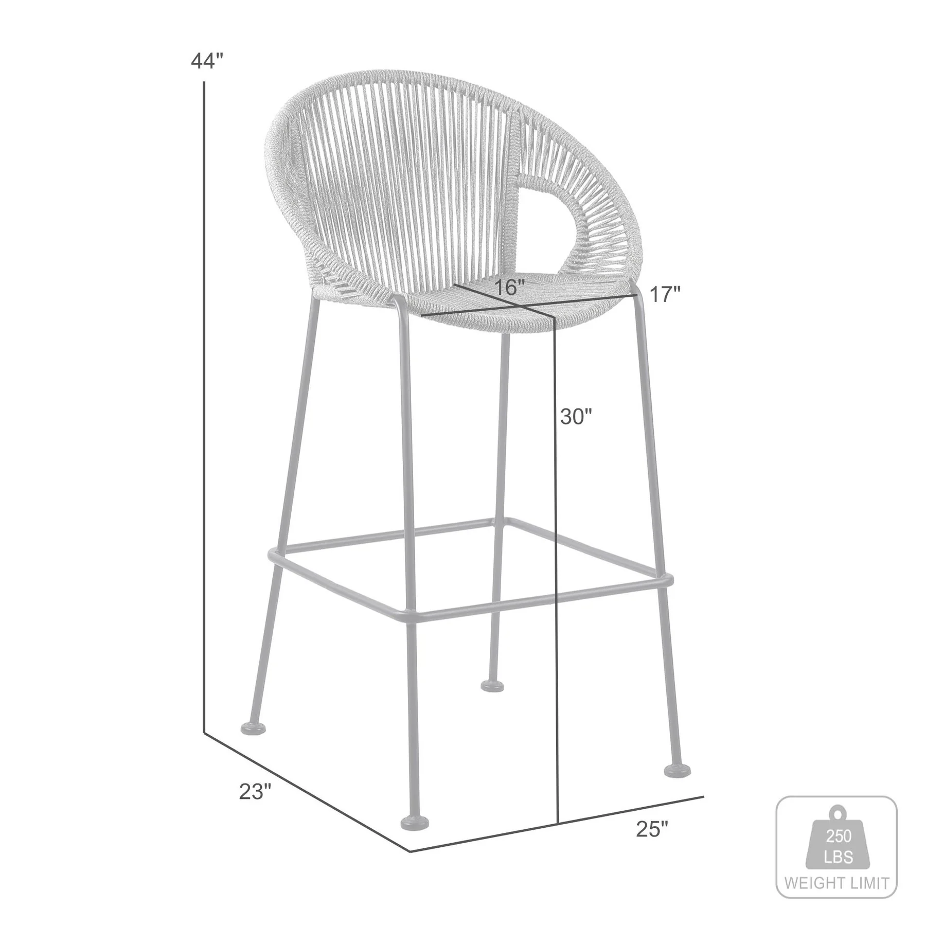 Acapulco 30" Indoor Outdoor Steel Bar Stool with Wasabi Rope - Image 8