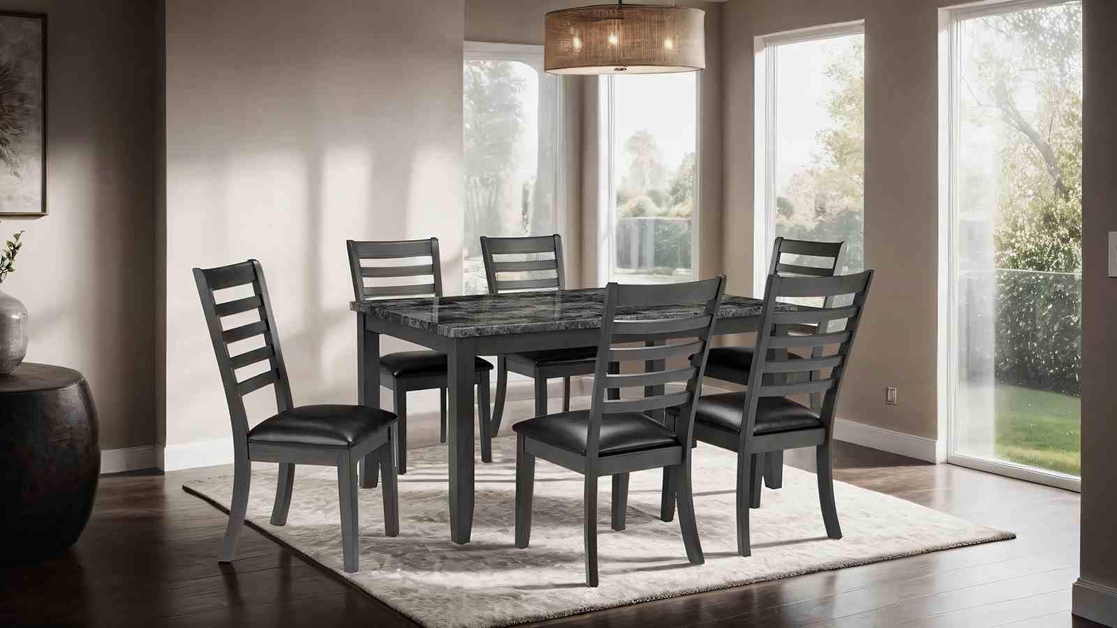 Adia 7 Pc. Dinning Table Set, Dark Gray