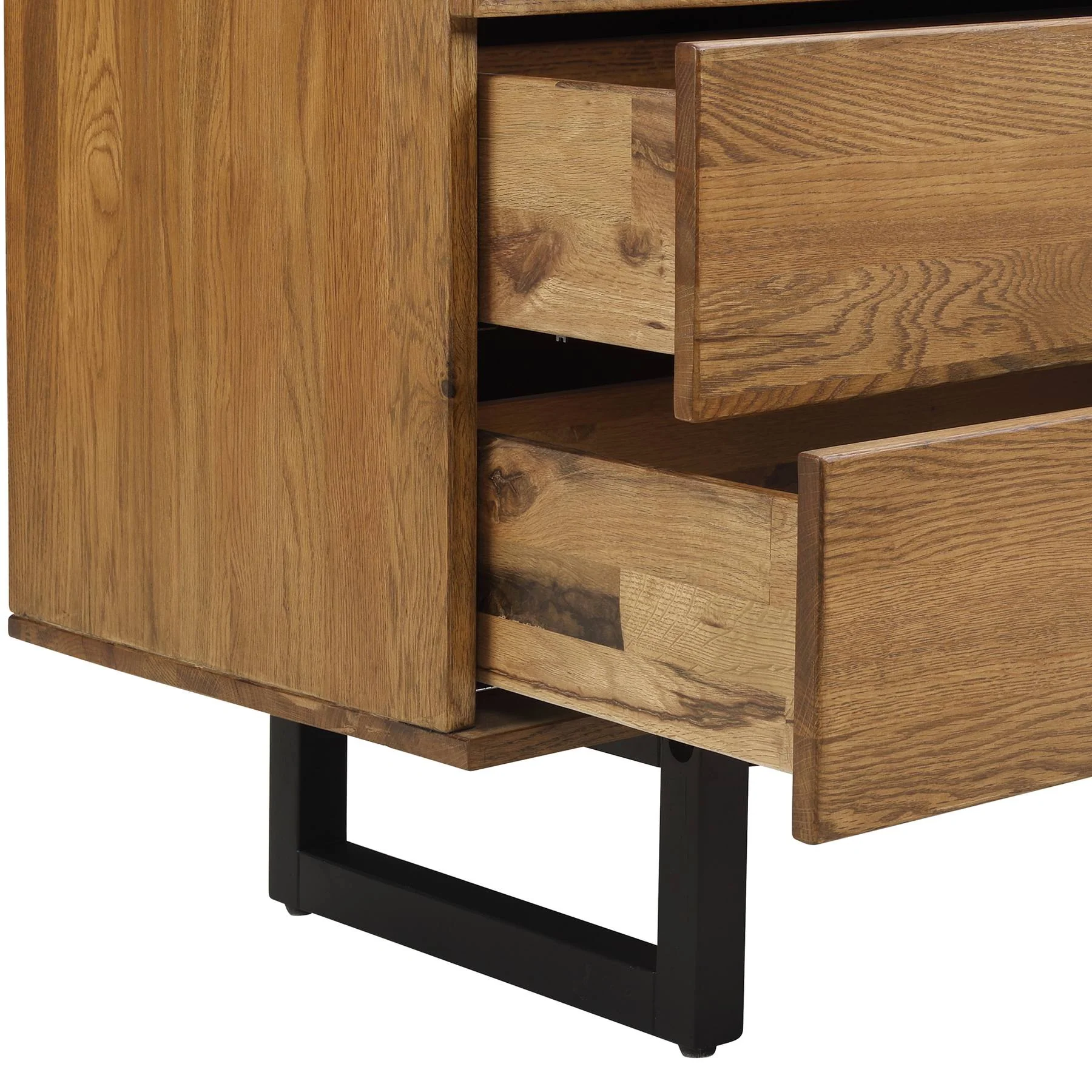 Aldo 4 Drawer Dresser in Brown Oak Wood with Black Metal Legs - Image 4