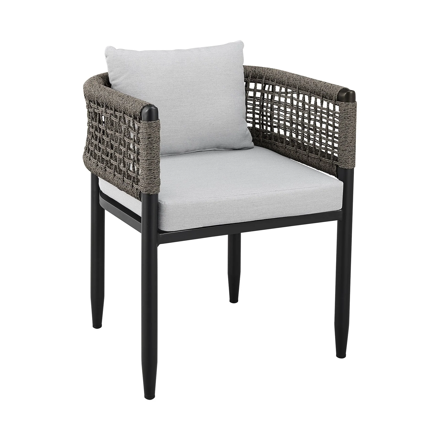 Alegria Outdoor Patio 7-Piece Dining Table Set in Aluminum with Gray Rope and Cushions - Image 2