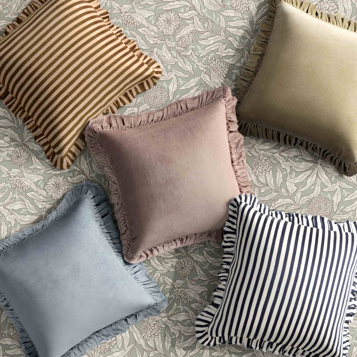 Alessia Distressed Beige Velvet Pillow - Image 2