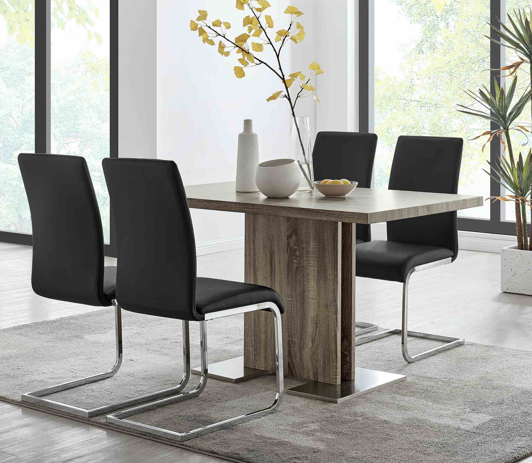 Amanda Contemporary Side Chair in Black Faux Leather and Chrome Finish - Set of 2 - Image 8