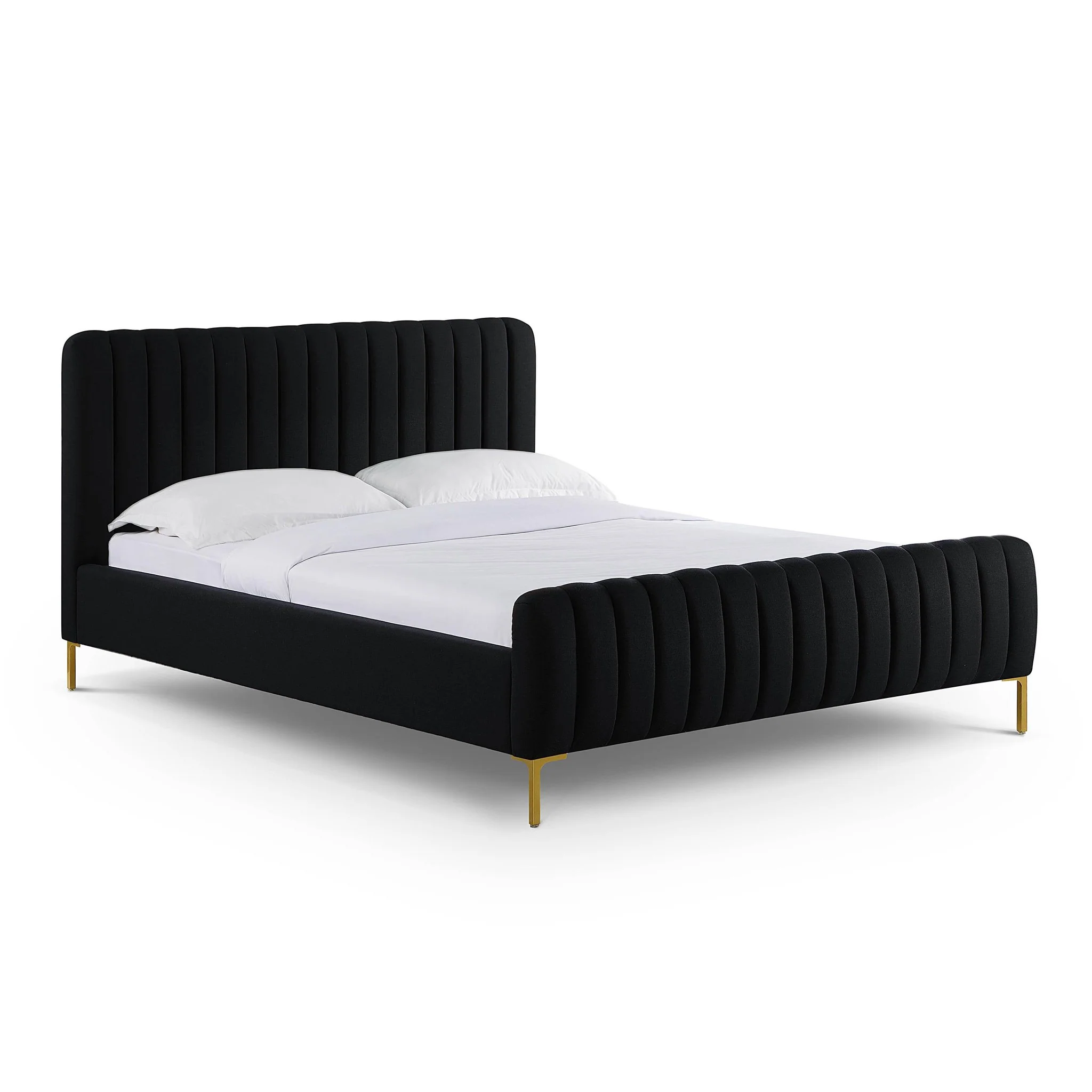 Angela Black Upcycled Linen Queen Bed