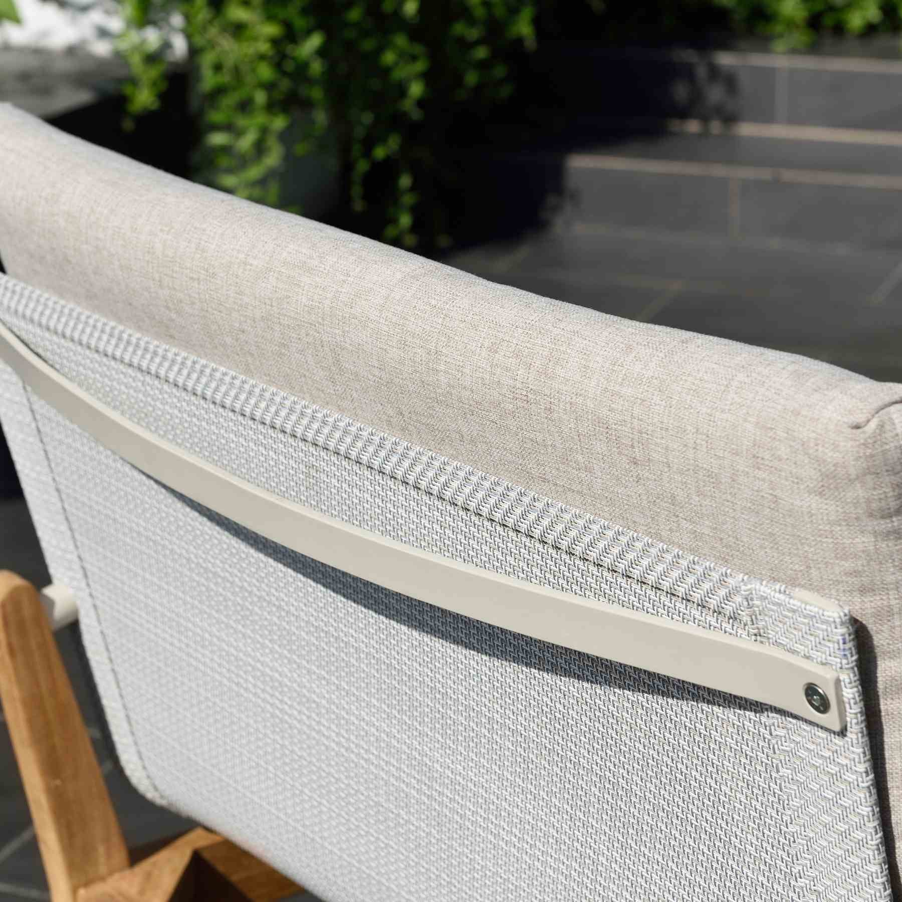 Arno Outdoor 3 Piece Teak Wood Seating Set in Beige Olefin - Image 6