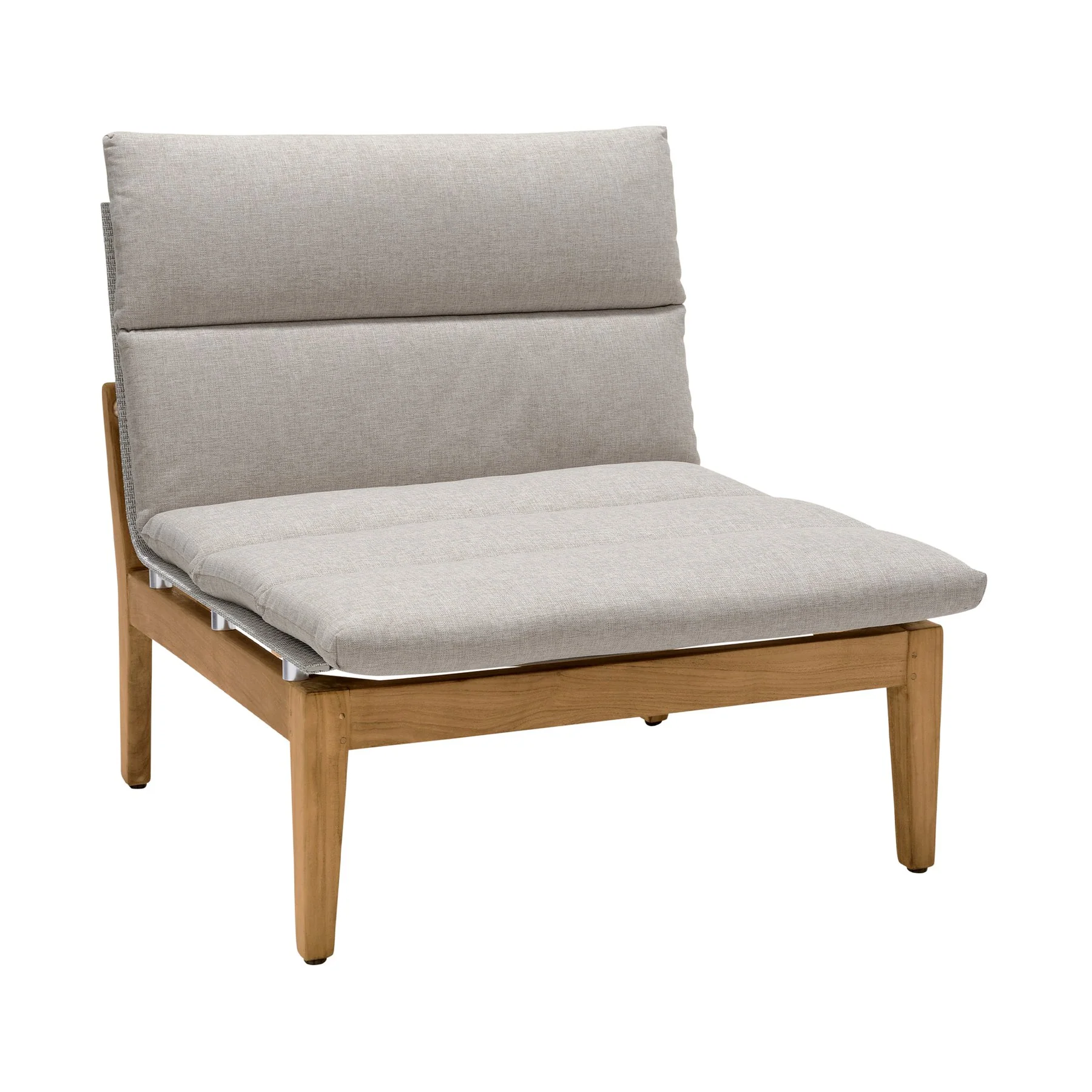 Arno Outdoor 5 Piece Teak Wood Seating Set in Beige Olefin - Image 2