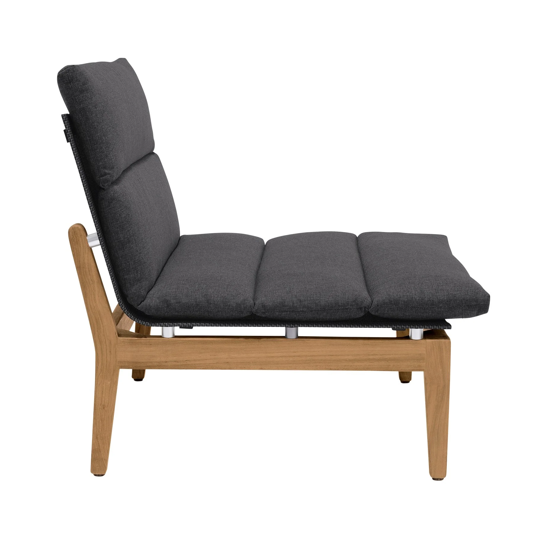 Arno Outdoor 7 Piece Teak Wood Seating Set in Charcoal Olefin - Image 3