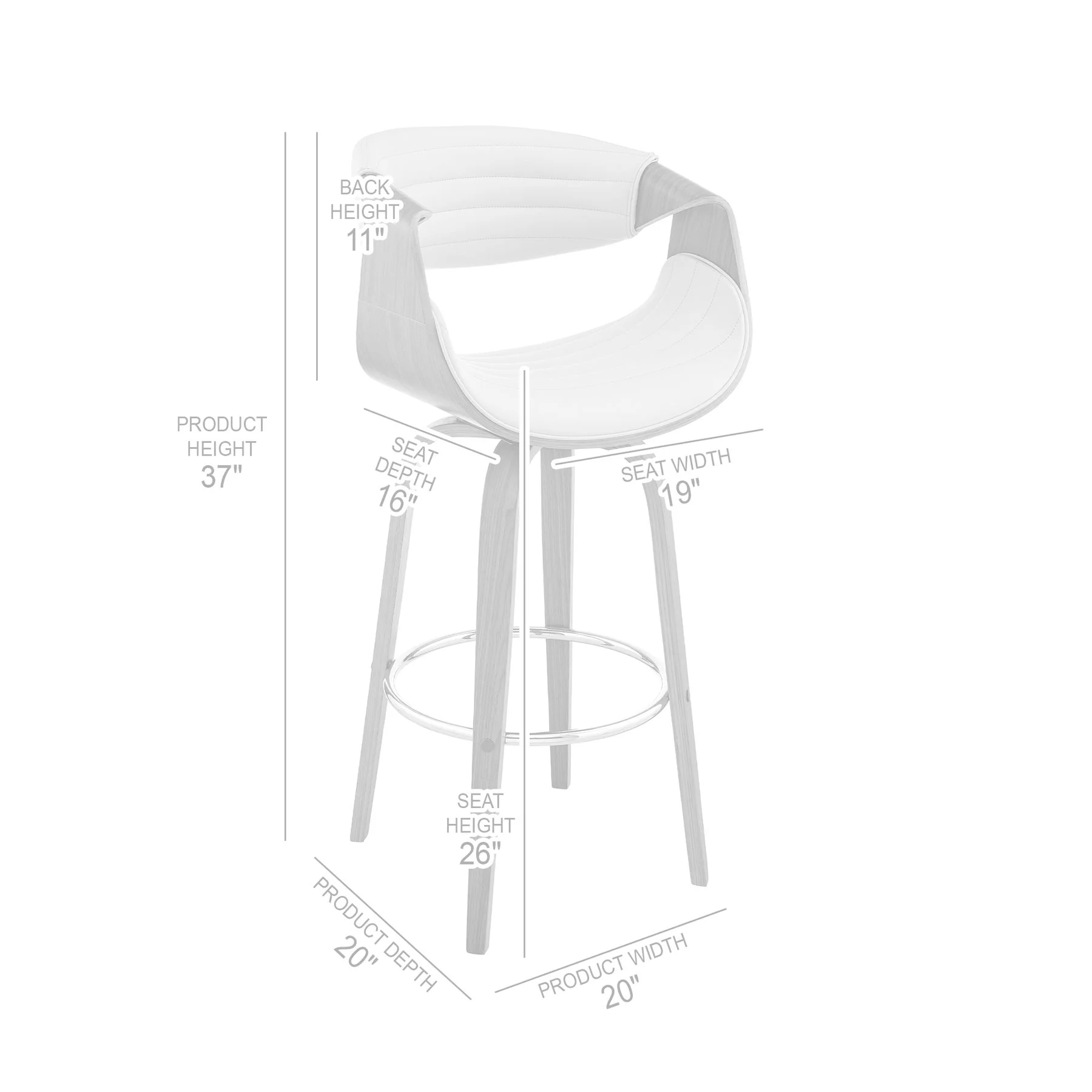 Arya 26" Swivel Counter Stool in Cream Faux Leather and Walnut Wood - Image 8