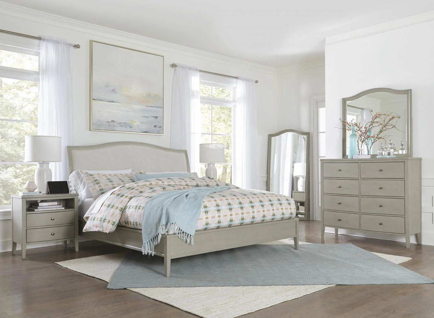 Aspenhome Furniture Charlotte King Upholstered Sleigh Bed in Shale - Image 4