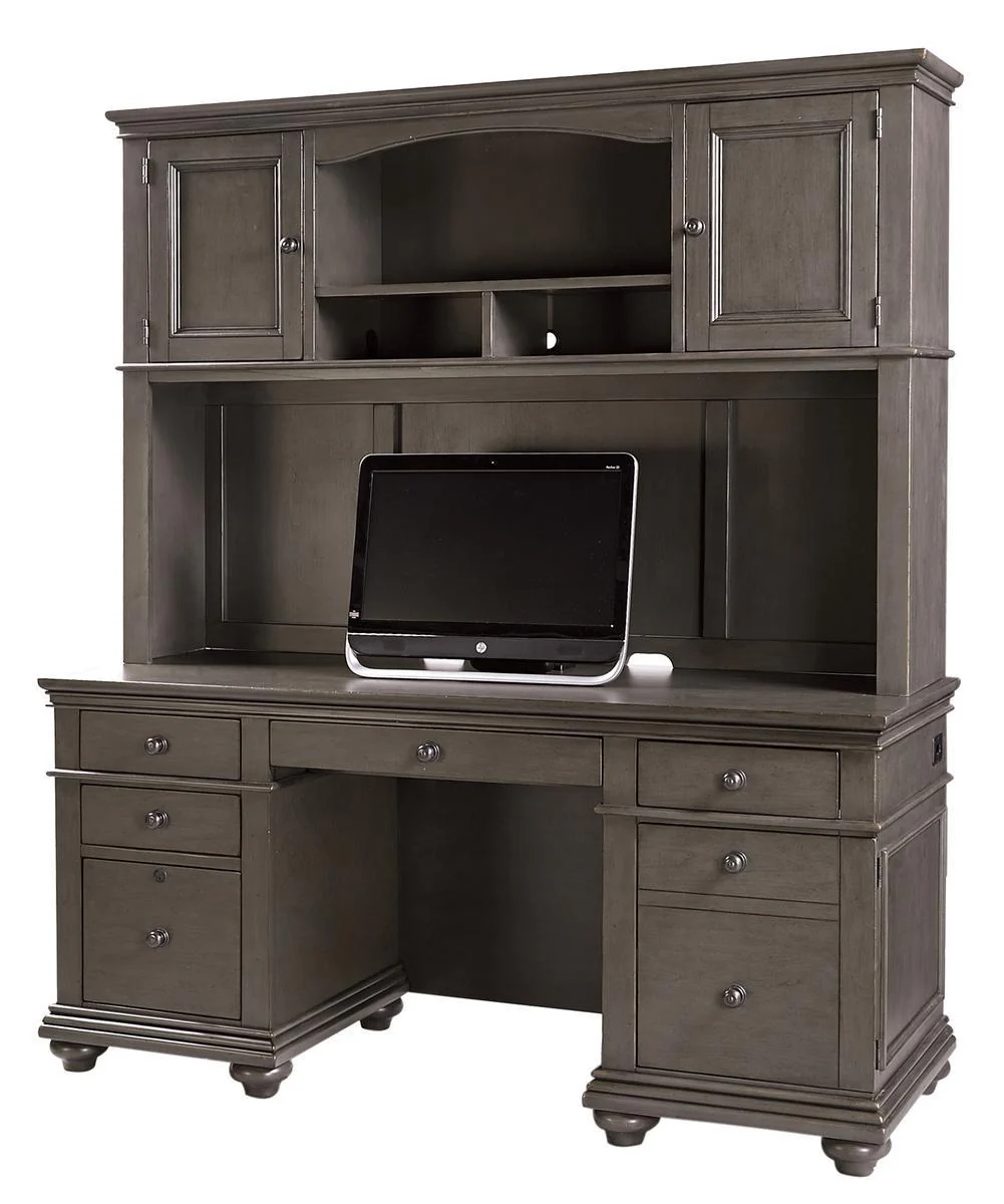 Aspenhome Oxford 66" Credenza and Hutch in Peppercorn