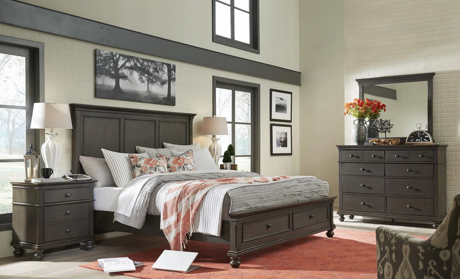 Aspenhome Oxford King Panel Storage Bed in Peppercorn - Image 2