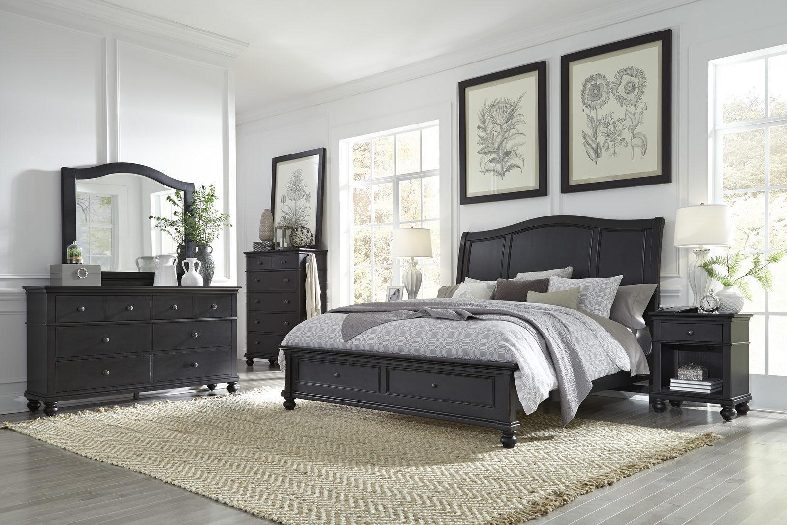 Aspenhome Oxford Queen Sleigh Storage Bed in Black - Image 2