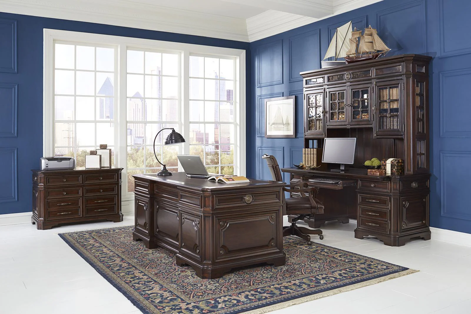 Aspenhome Sheffield 75" Credenza with Hutch in Warm Rubbed Brown-321 - Image 2