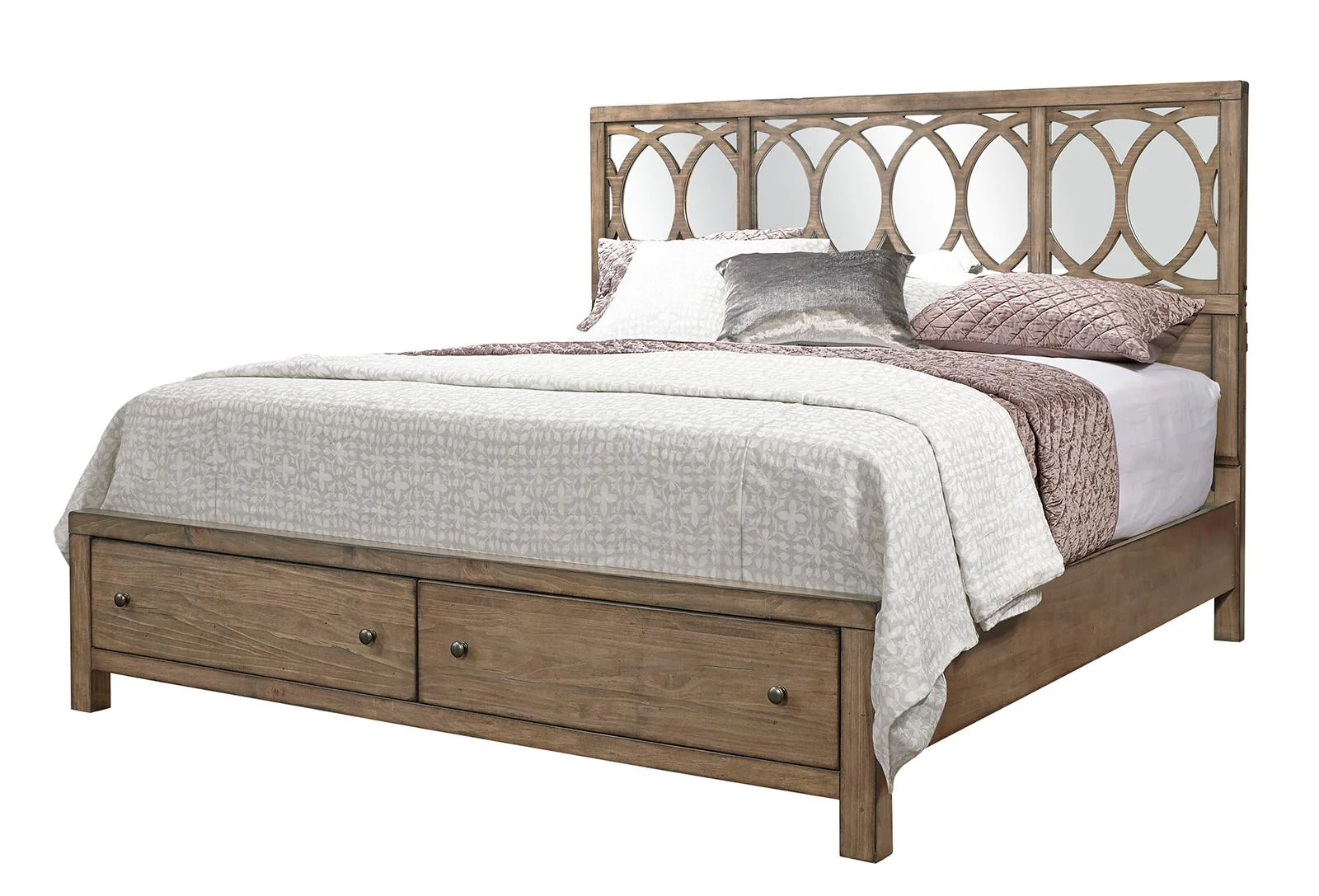 Aspenhome Tildon Queen Mirrored Panel Storage Bed in Mink I56-492;I56-402;I56-403D