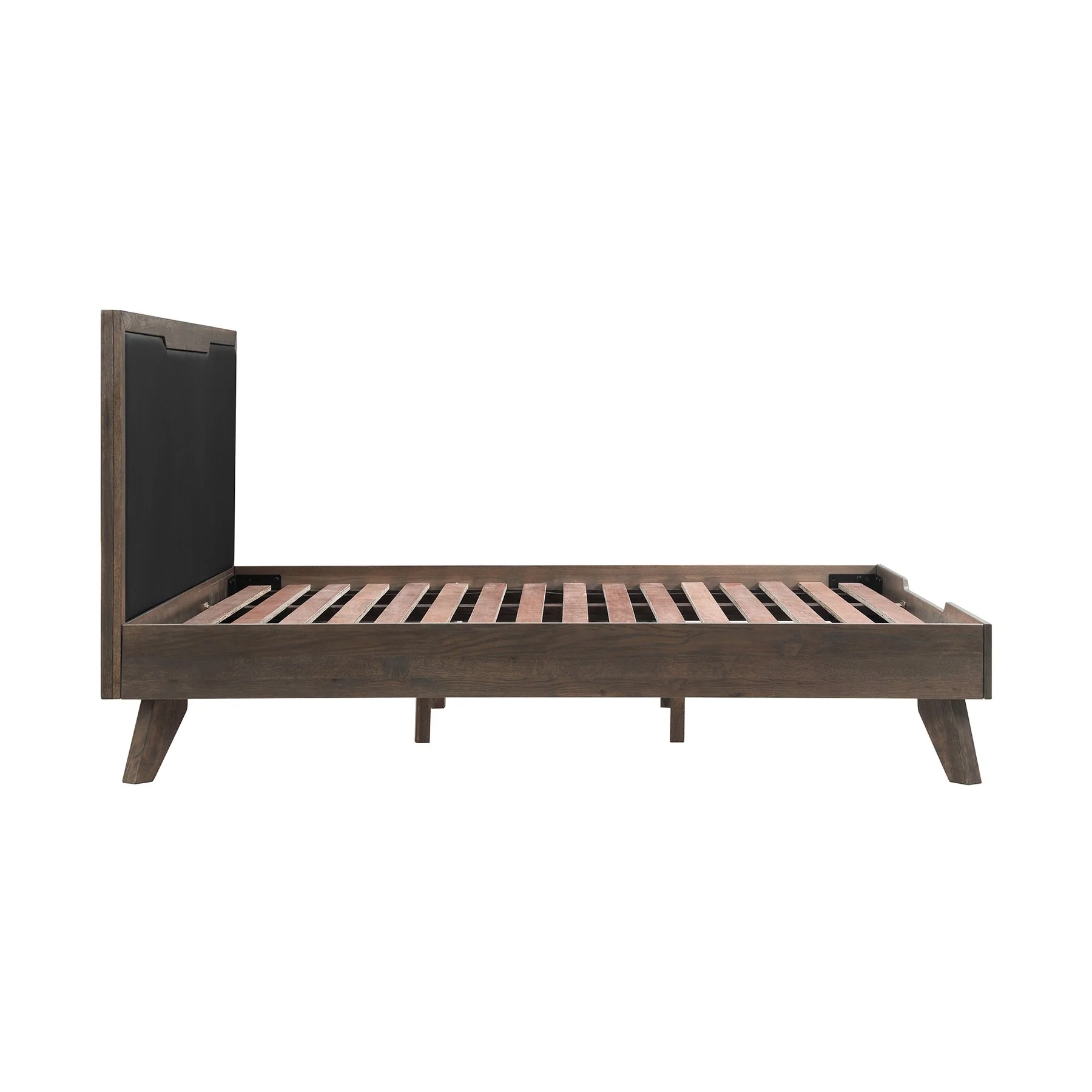 Astoria King Platform Bed Frame in Oak with Black Faux Leather - Image 3