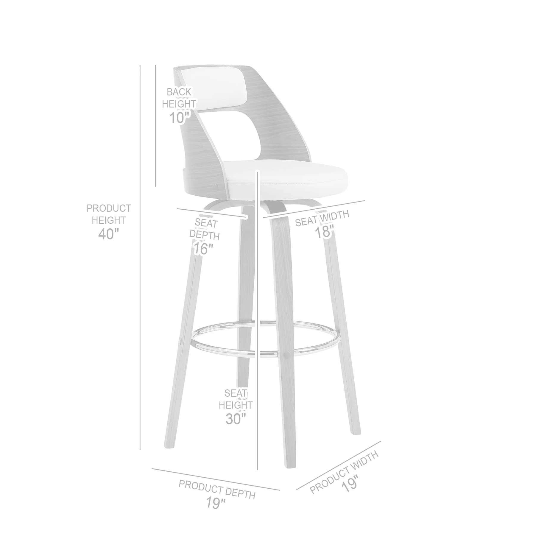 Axel 30" Swivel Bar Stool in Brown Faux Leather and Walnut Wood - Image 8