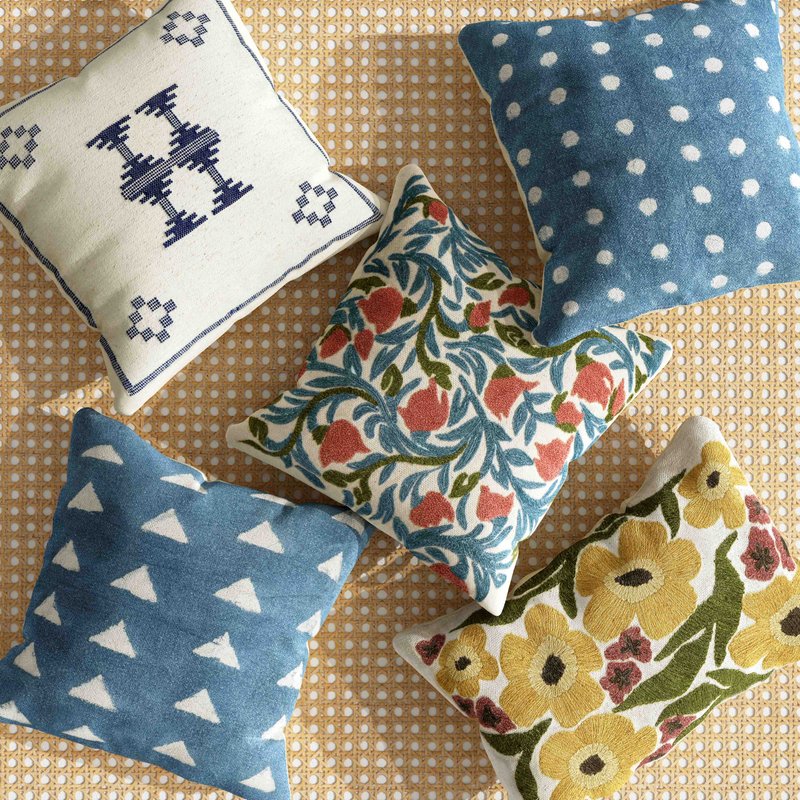 Aztec Cream & Indigo Wool 20" Square Accent Cushion - COVER - Image 2