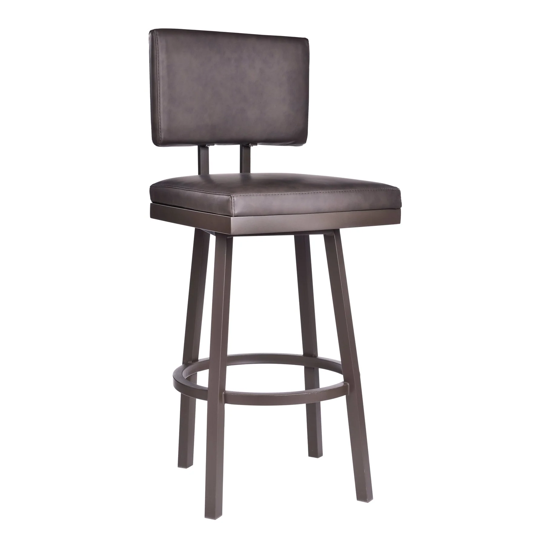 Balboa 26" Counter Height Barstool in Brown Powder Coated Finish and Vintage Brown Faux Leather
