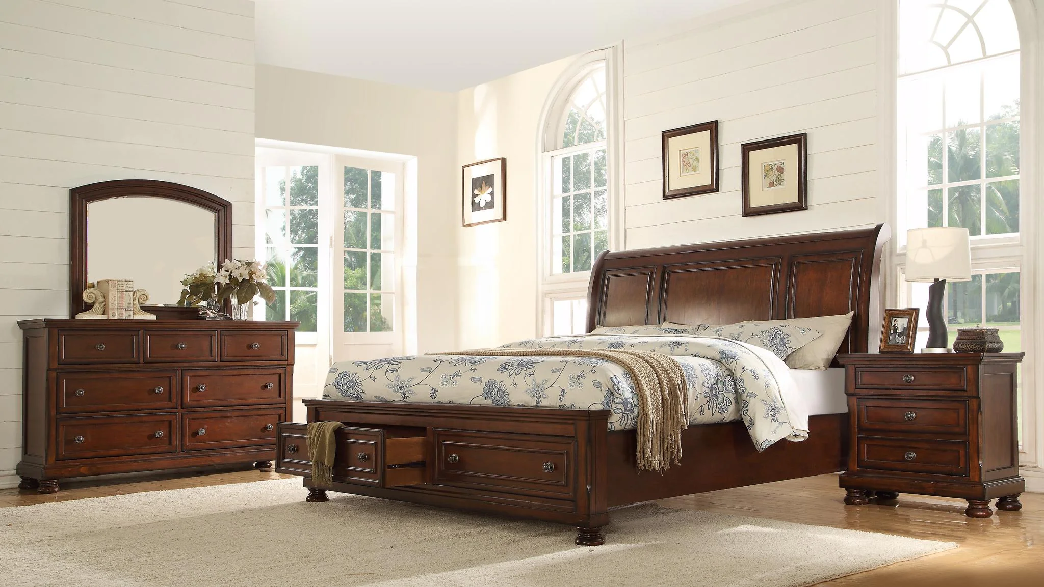Baltimore 4 Pc king Bed Dark Walnut