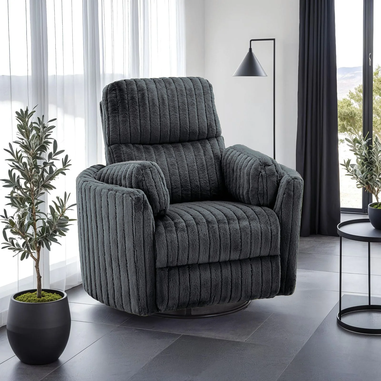 Belper Power Glider Recliner w/ Swivel, Dark Gray