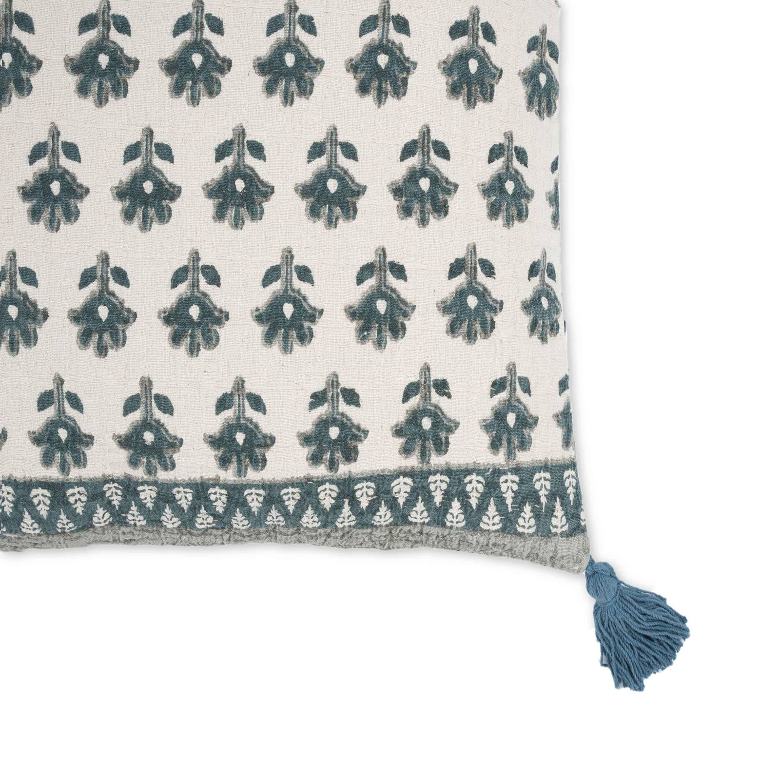 Blossom Printed Cotton Tassel 20 Inch Accent Cushion - Image 7