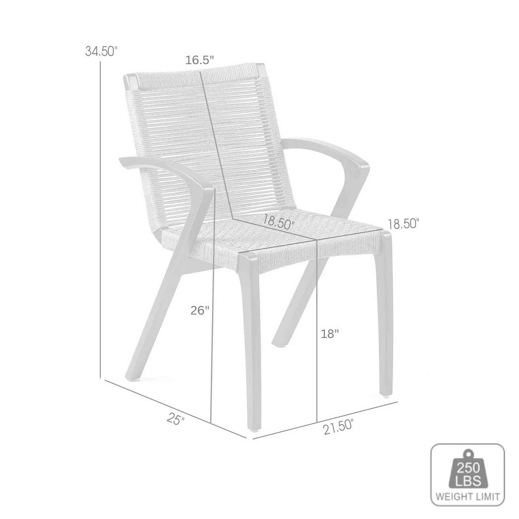 Brielle Outdoor Light Eucalyptus Wood and Charcoal Rope Dining Chairs - Set of 2 - Image 9