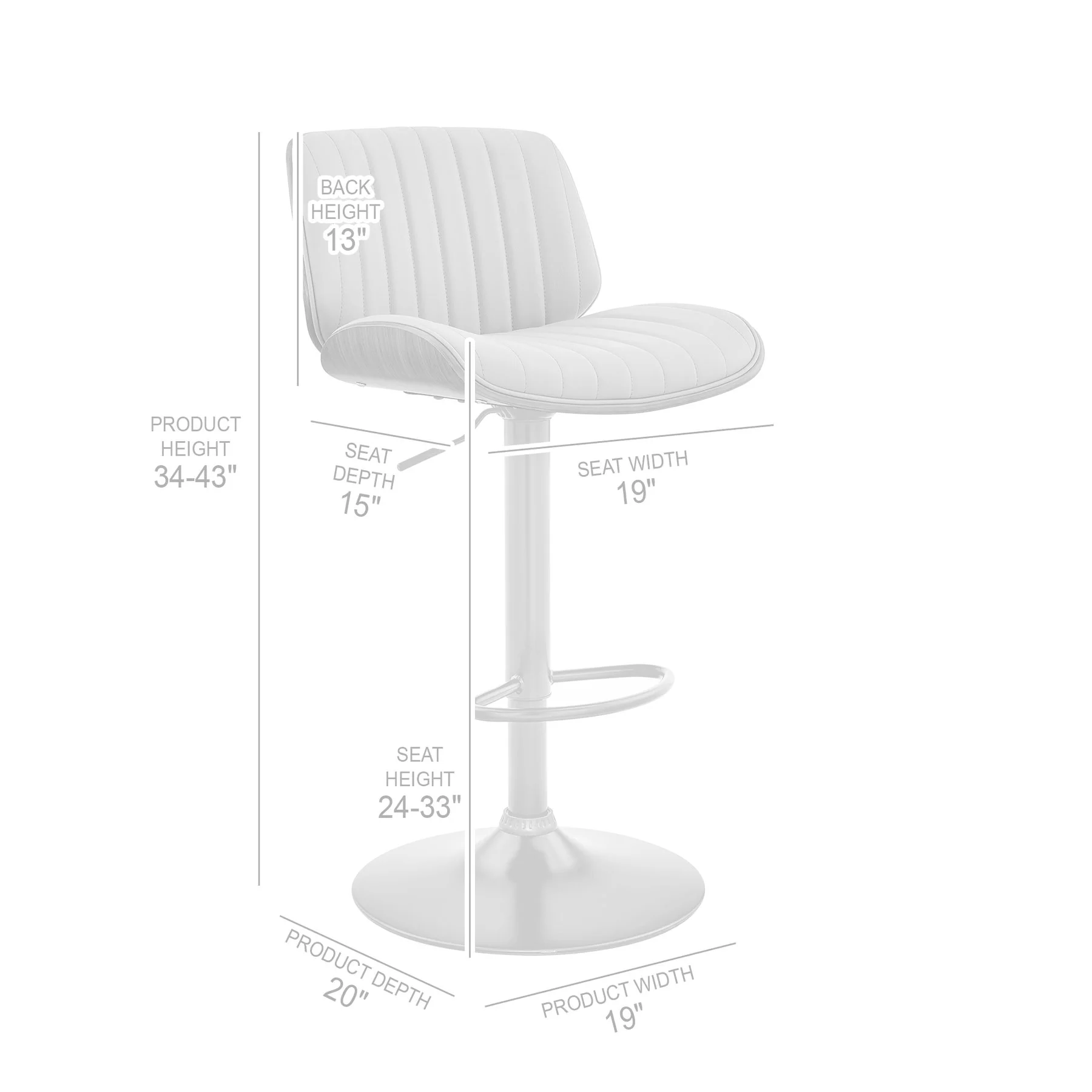 Brock Adjustable Gray Faux Leather and Walnut Wood with Black Finish Bar Stool - Image 10
