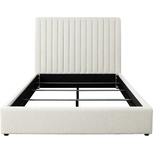 Brooke 54" Eastern King Bed w/ Vertical Channel Tuft in Ivory Boucle