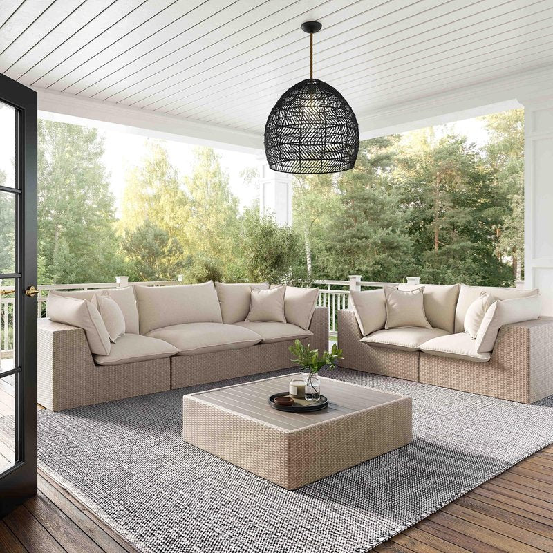 Cali Natural Wicker Outdoor Modular Loveseat - Image 9