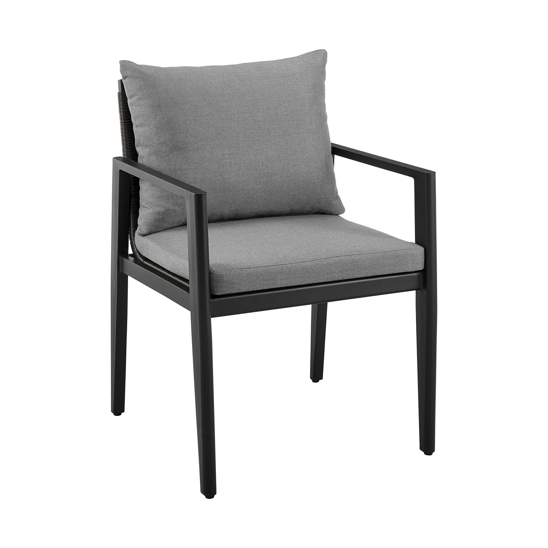 Cayman Outdoor Patio 5-Piece Dining Table Set in Aluminum with Gray Cushions - Image 2