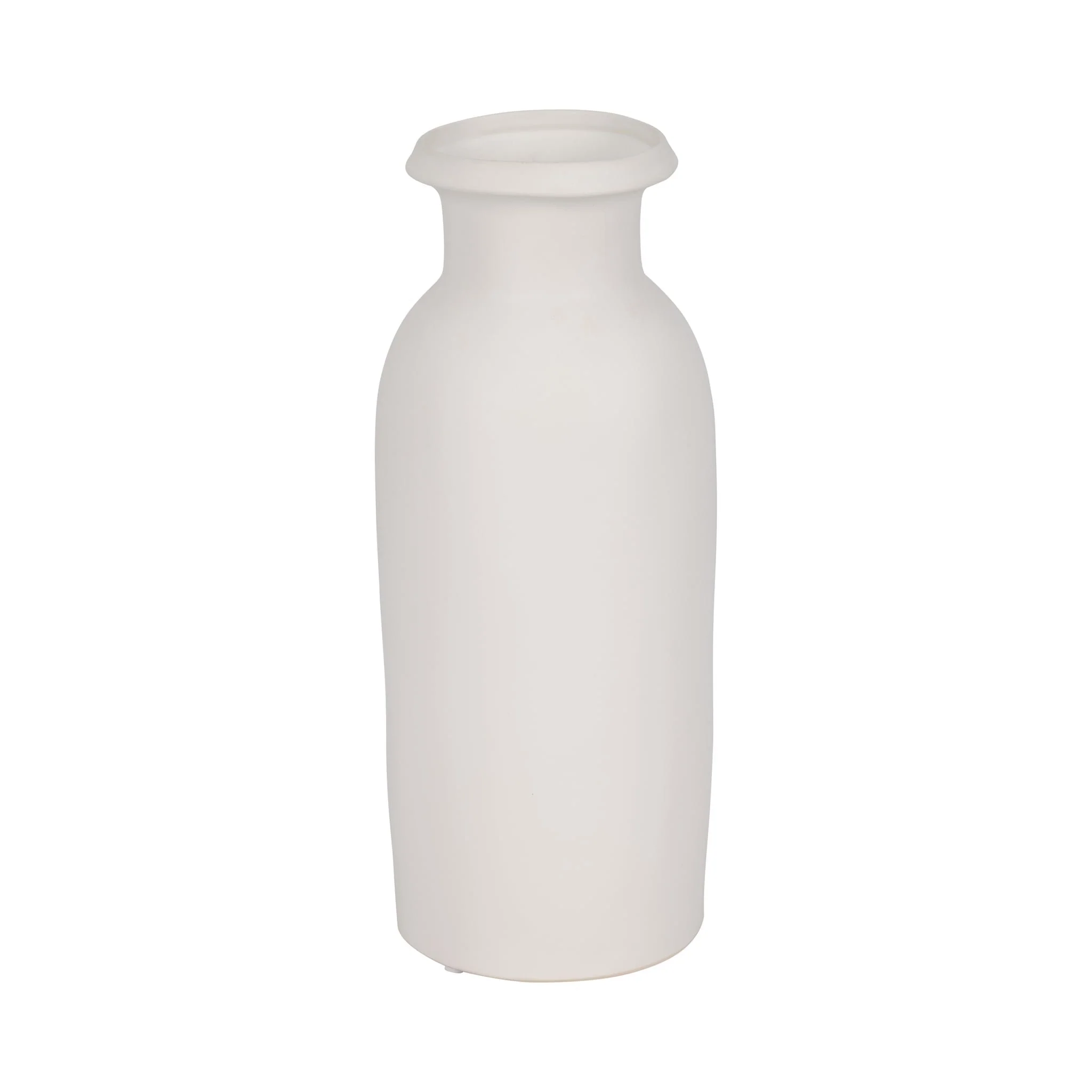 Cer, 13"h Tall Slim Vase, White