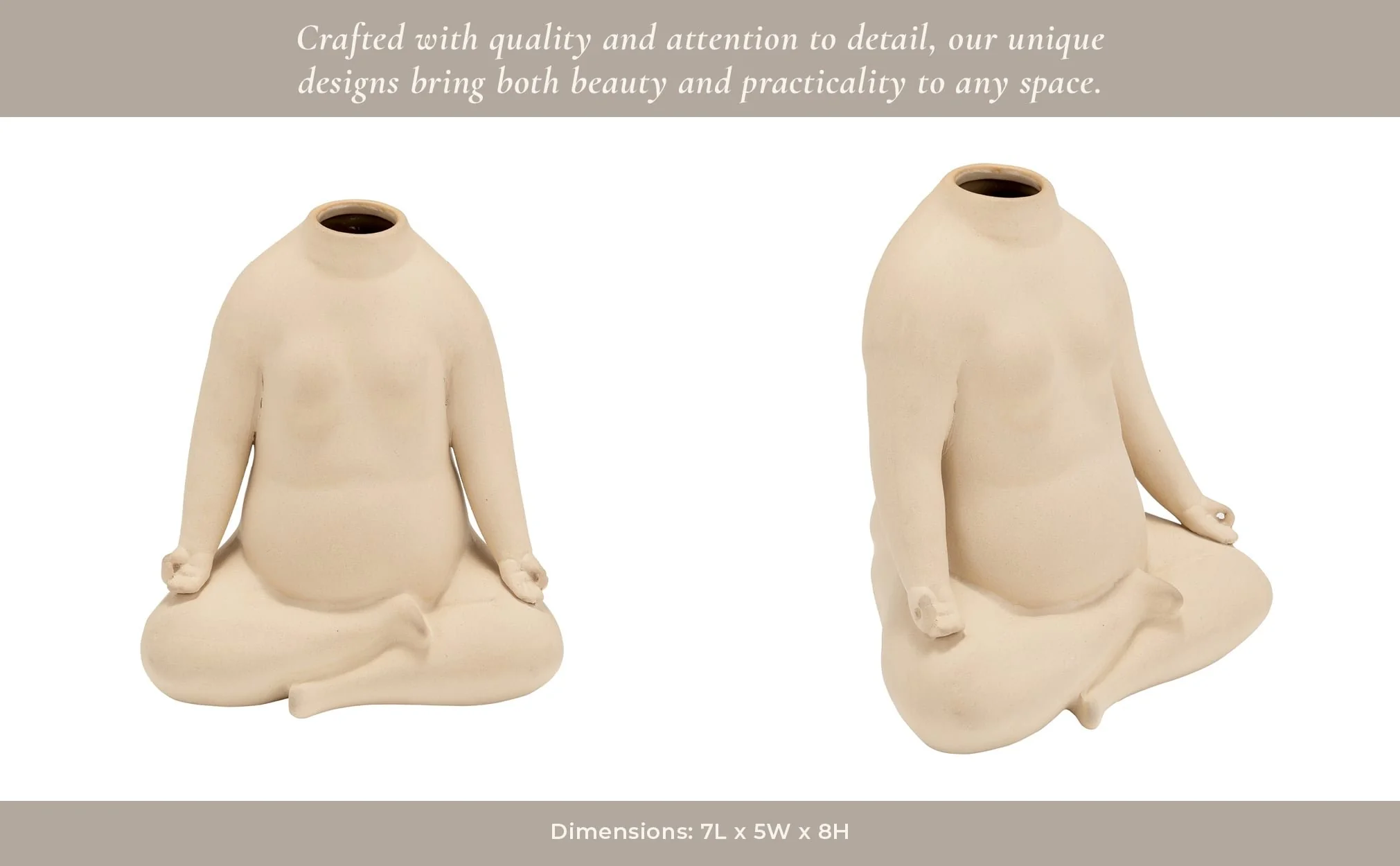 Cer, 8"h Woman Body Flower Vase, Cream - Image 15