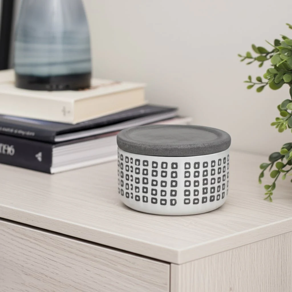 Ceramic 5" Covered Dotted Jar, Black - Image 12