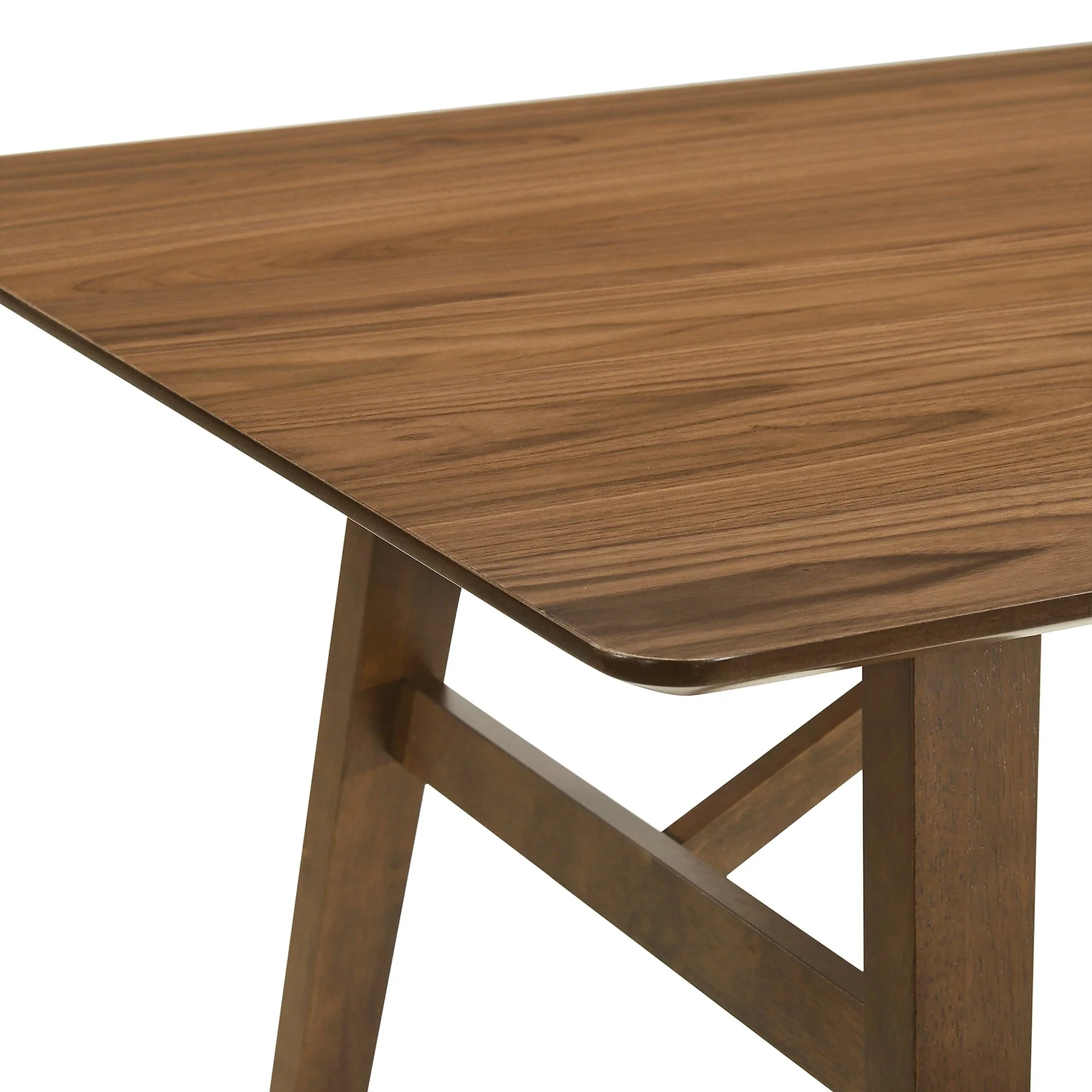 Channell 5 Piece Walnut Wood Dining Table Set with Benches in Blue Fabric - Image 10