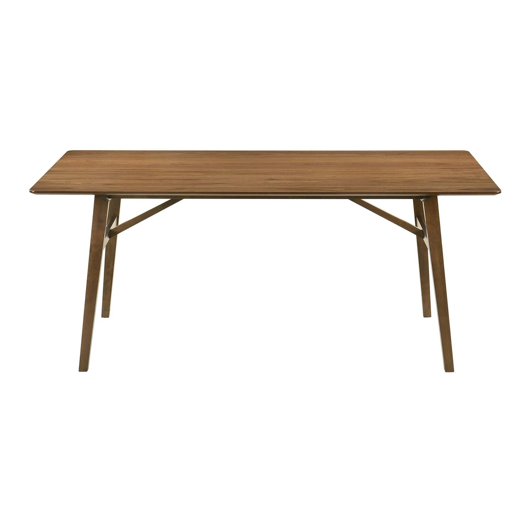 Channell 5 Piece Walnut Wood Dining Table Set with Benches in Blue Fabric - Image 7