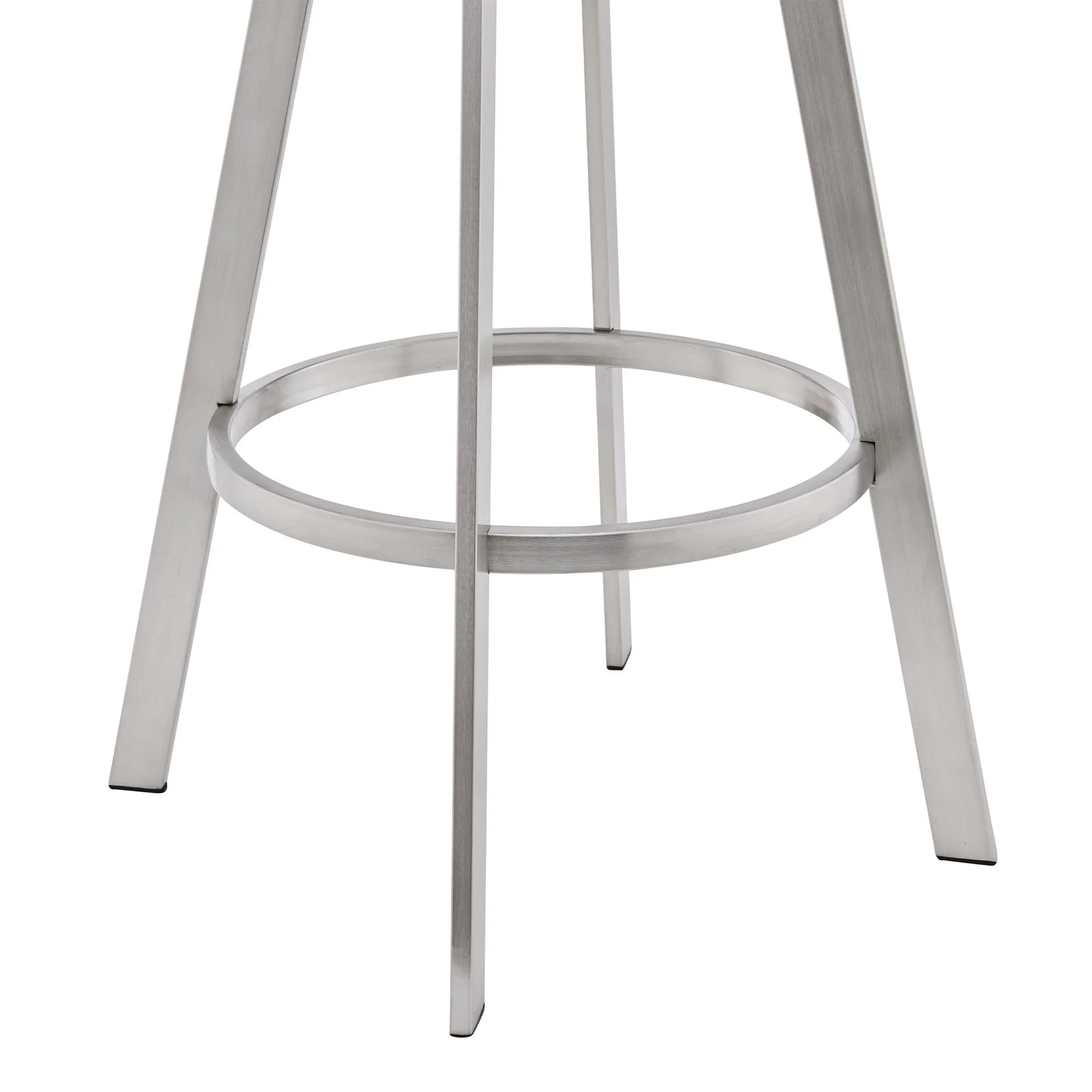 Chelsea 25" Swivel Counter Stool with Brushed Stainless Steel and White Faux Leather - Image 6