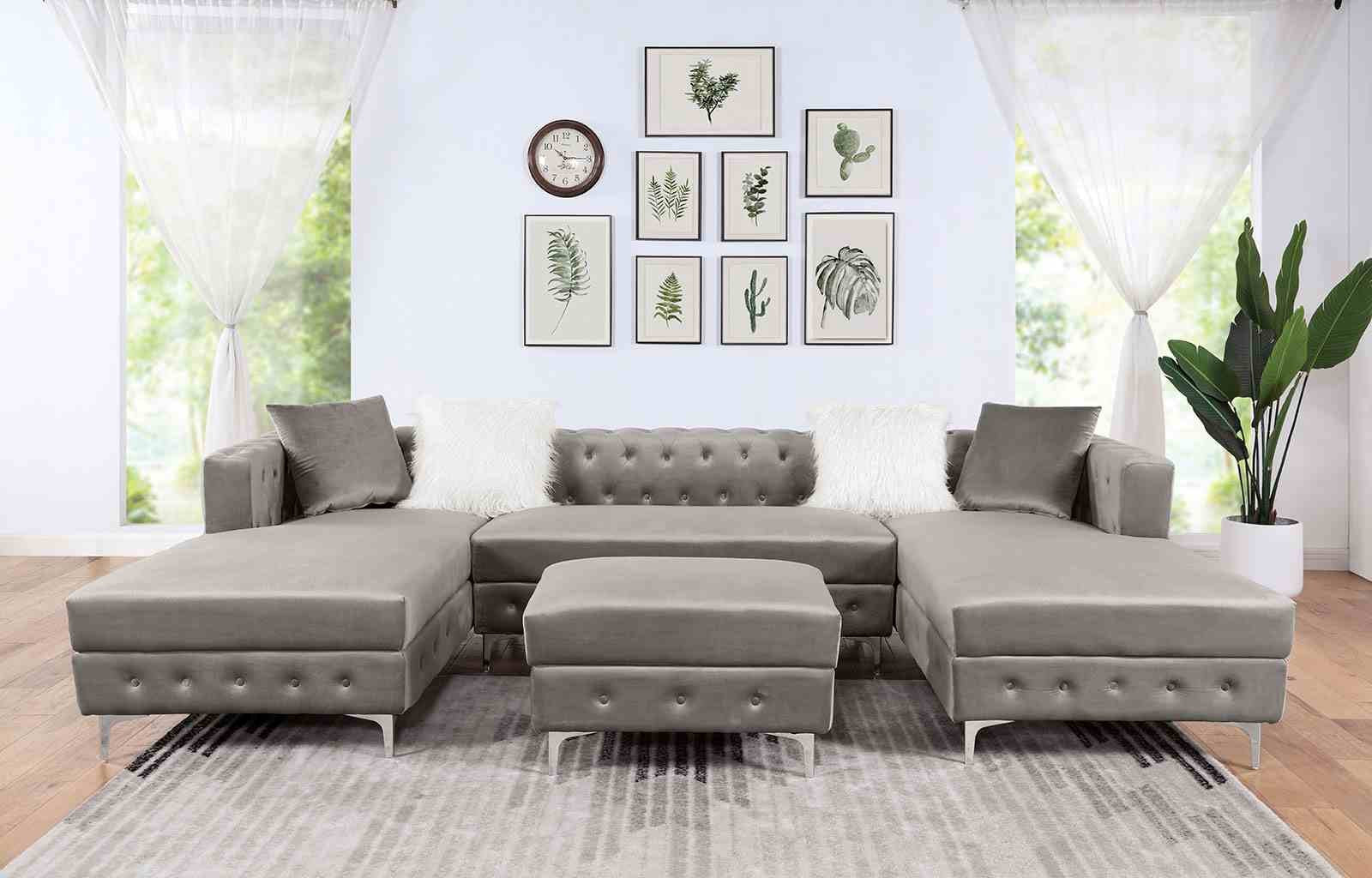 Ciabattoni Sectional w/ Ottoman, Gray