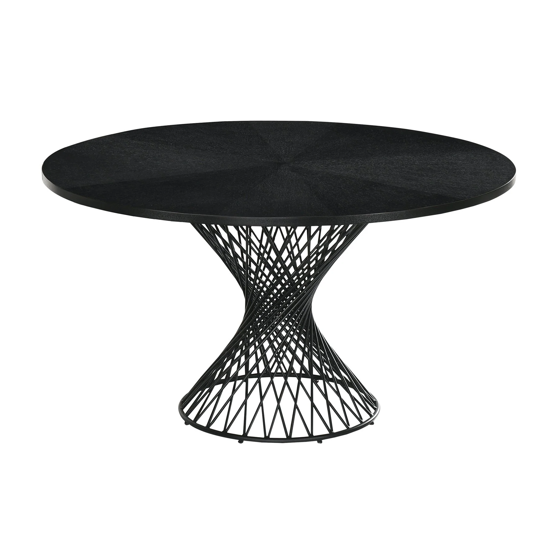 Cirque Channell 5 Piece Black Wood Dining Table Set with Charcoal Fabric - Image 4